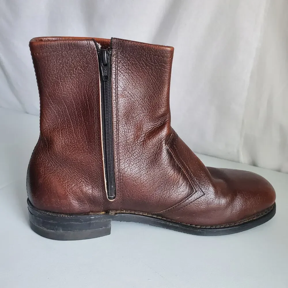 Vtg Men KNAPP Brown Leather Steel Toe Engineer Work Biker Boot 9 EE Dressy USA